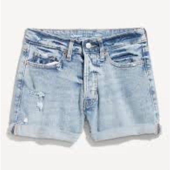 OLD NAVY•OG straight high rise 3” ripped Jean denim shorts 8 NWT - Picture 1 of 7